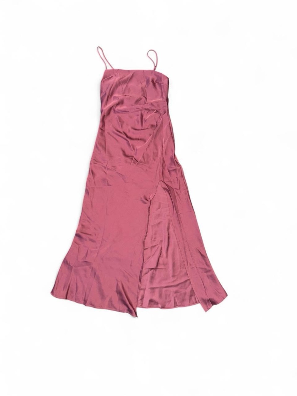MQCVC Mauve Pink Satin Spaghetti Strap Slit Maxi Formal Dress NWT